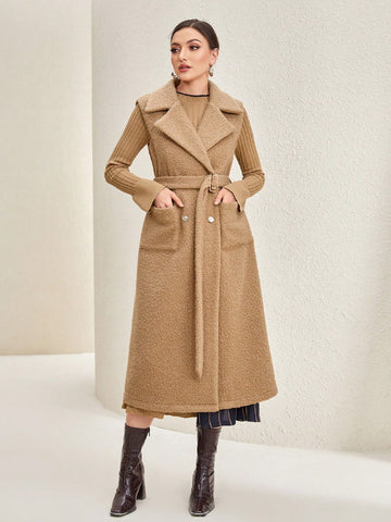 Lapel Neck Belted Overcoat