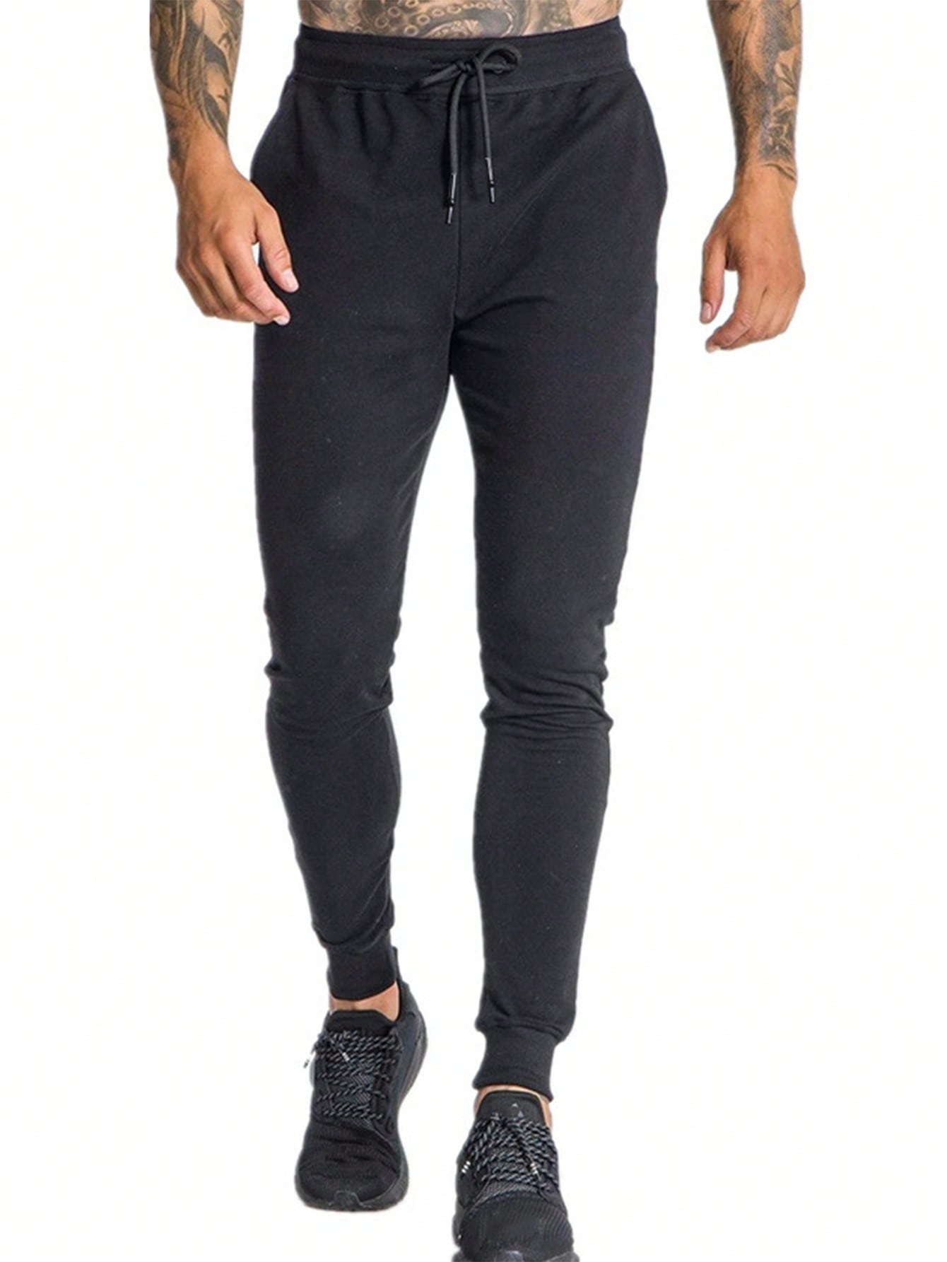 Men Drawstring Waist Sports Pants