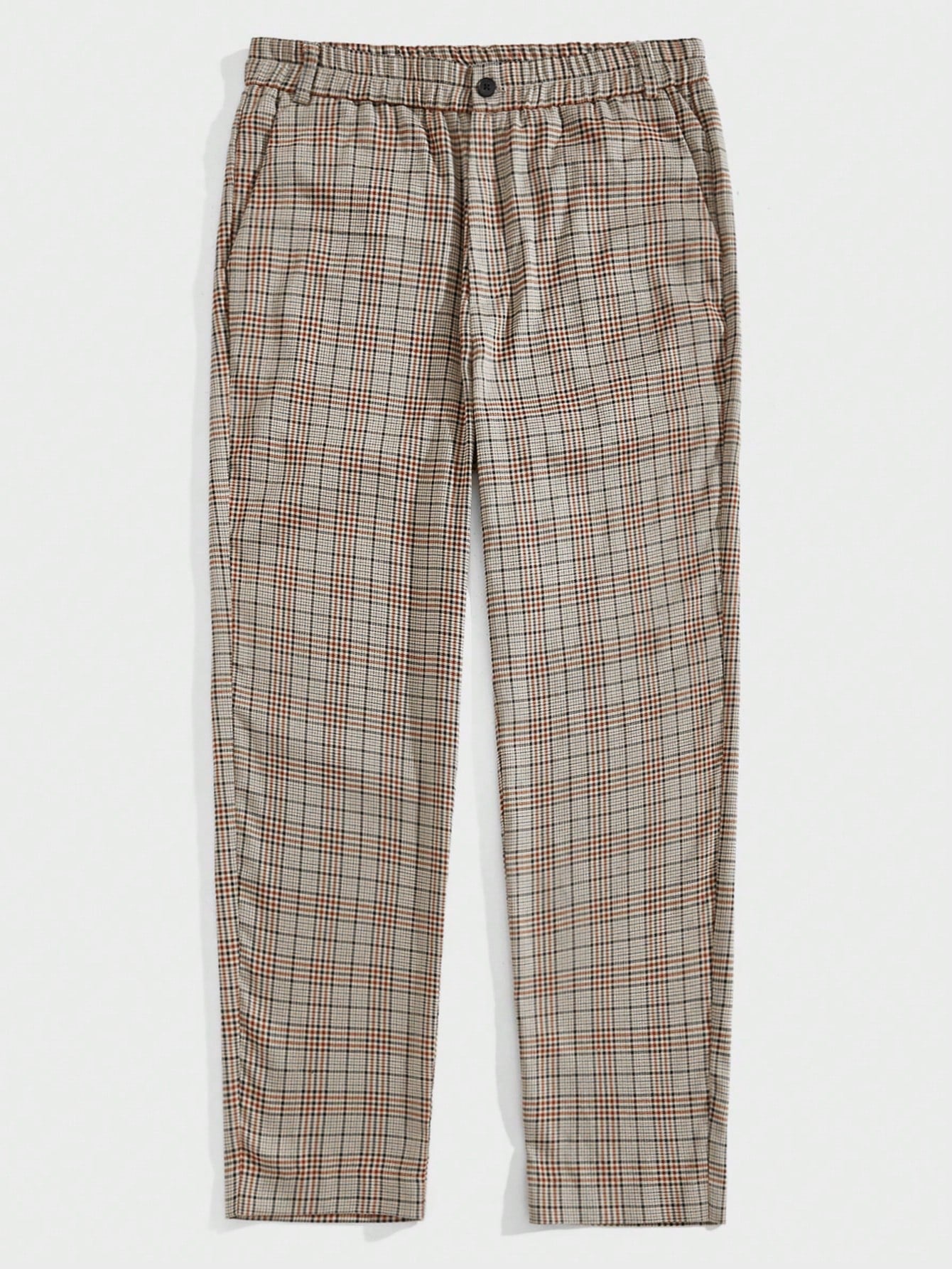 Men Plaid Print Slant Pocket Suit Pants