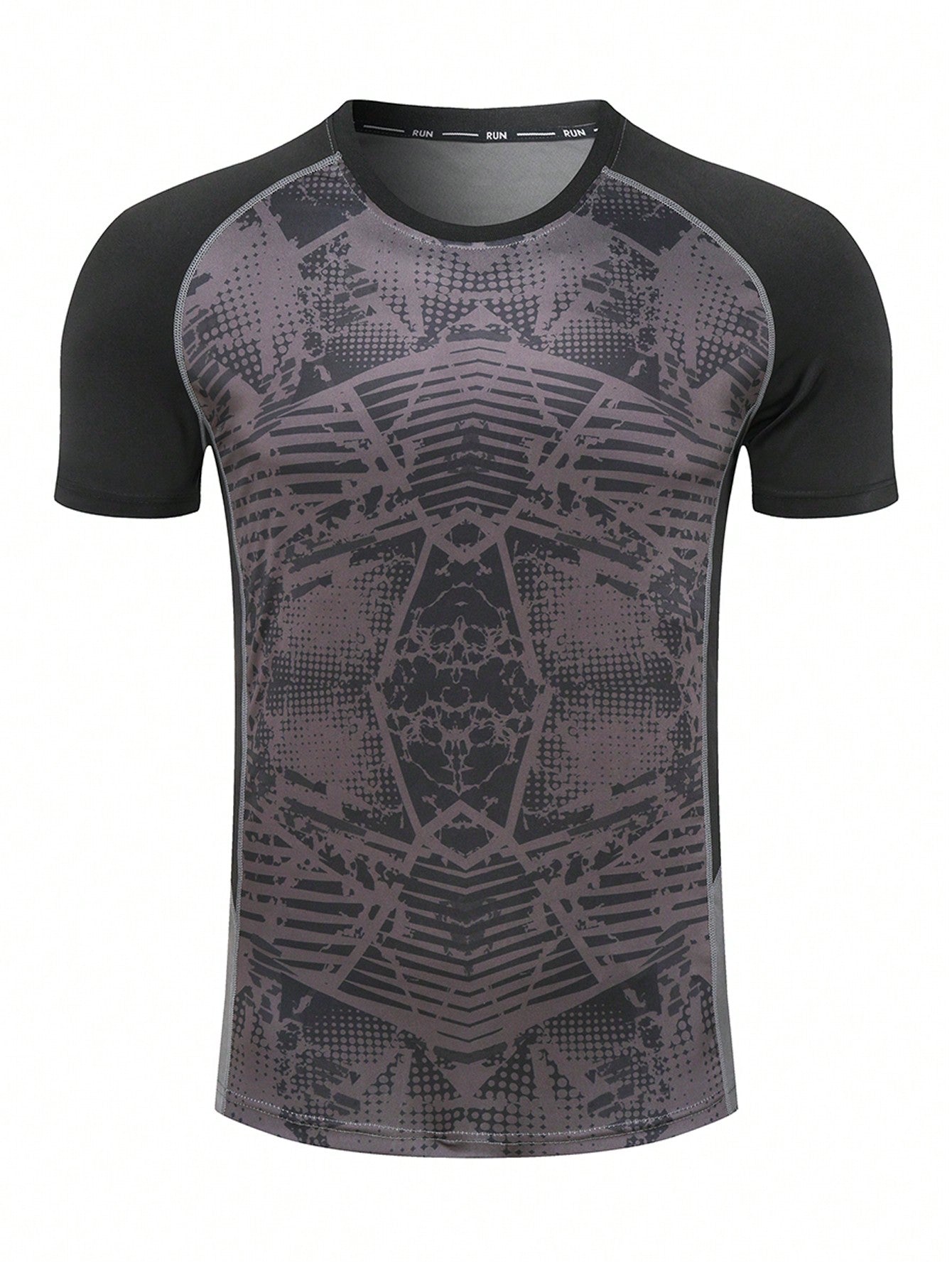 Men Graphic Print Raglan Sleeve Sports Tee Workout Tops