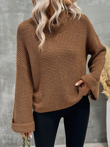 Turtleneck Drop Shoulder Sweater