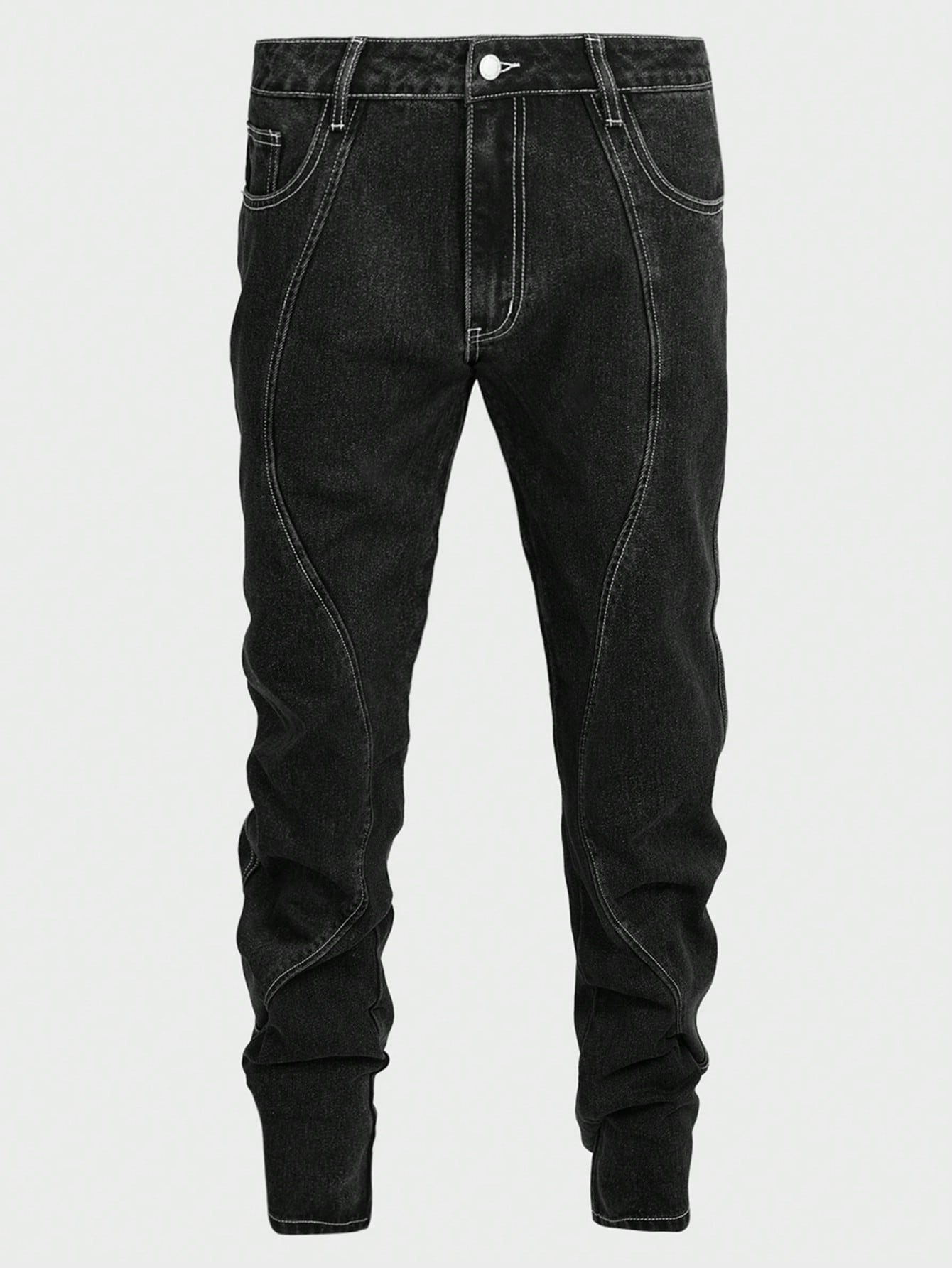 Loose Fit Men's Jeans With Contrast Topstitching