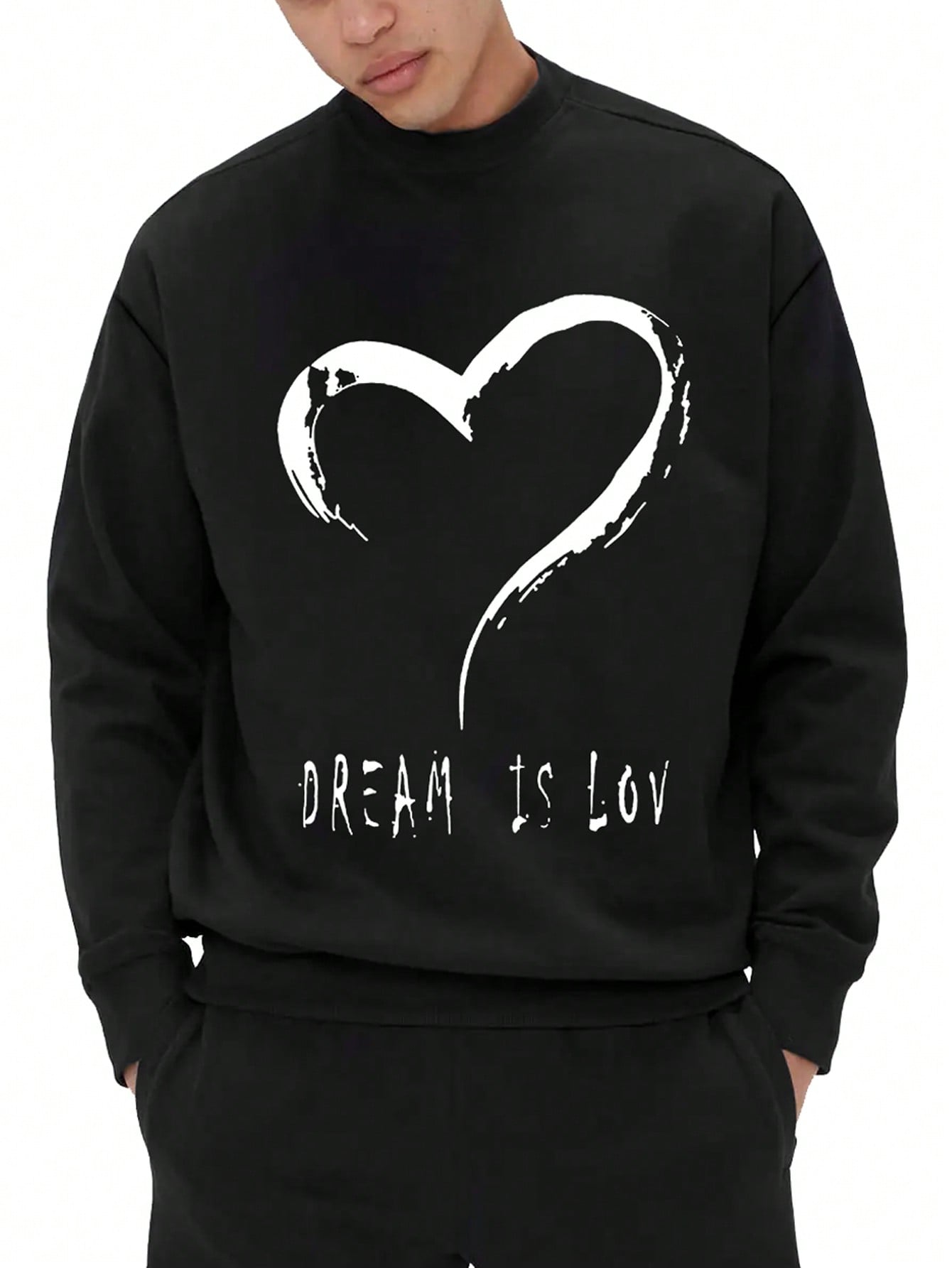 Men Heart & Slogan Graphic Sweatshirt