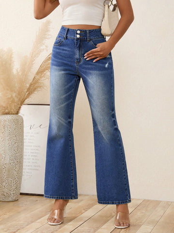 Ripped Flare Leg Jeans