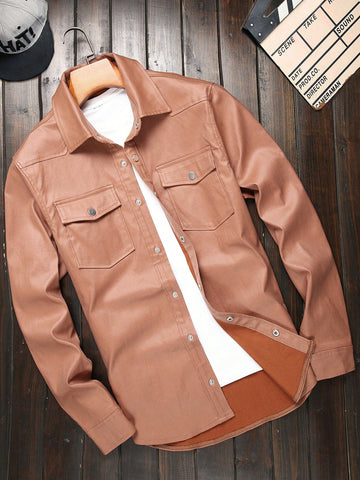 Men Flap Pocket Denim Shirt Without Tee