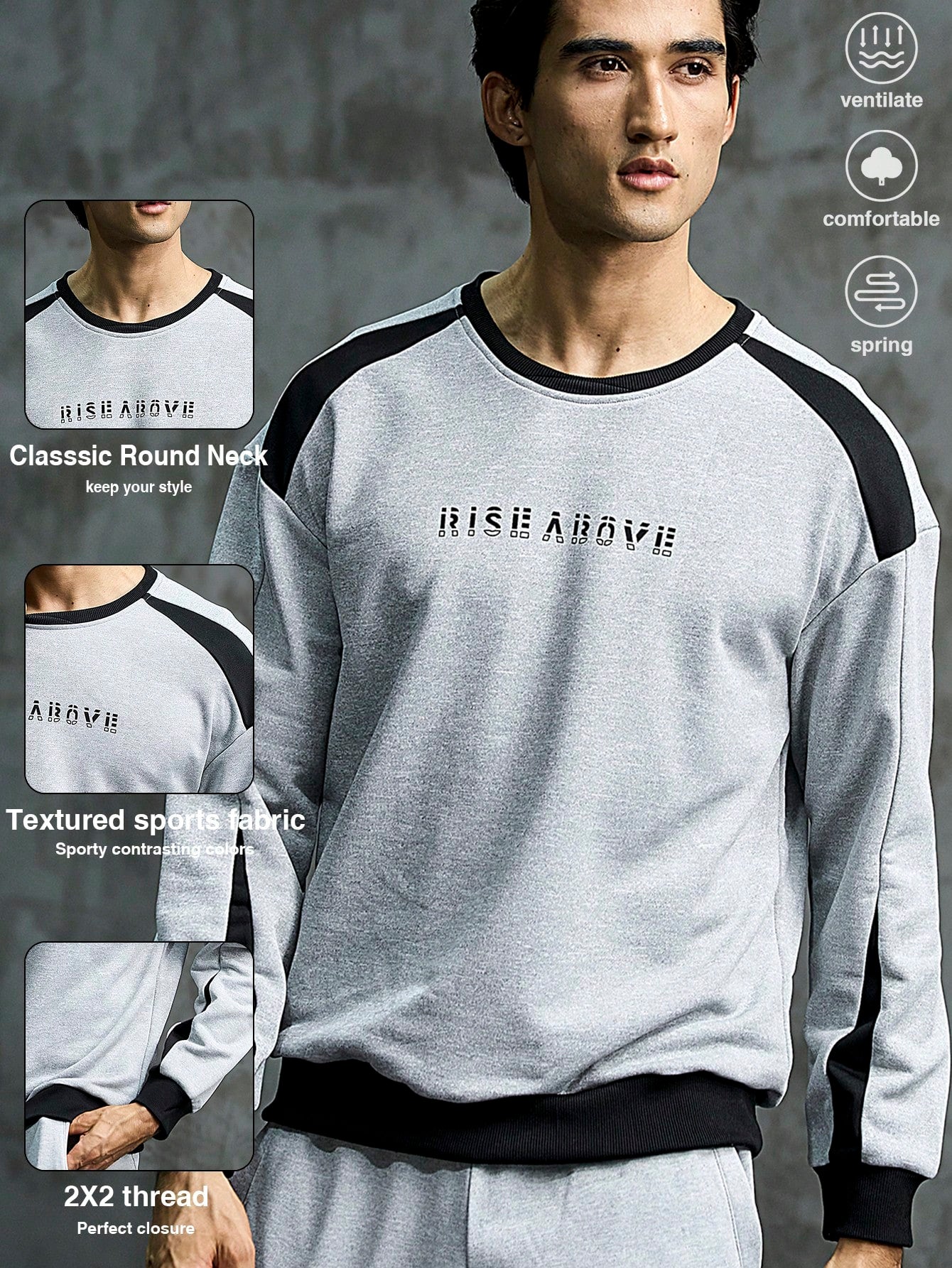 Men Letter Graphic Colorblock Sports Sweatshirt