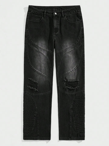 Men's Frayed Hem Jeans