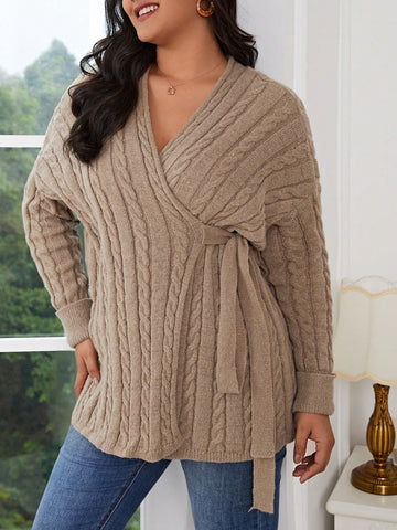 Plus Size Side Knotted Cardigan