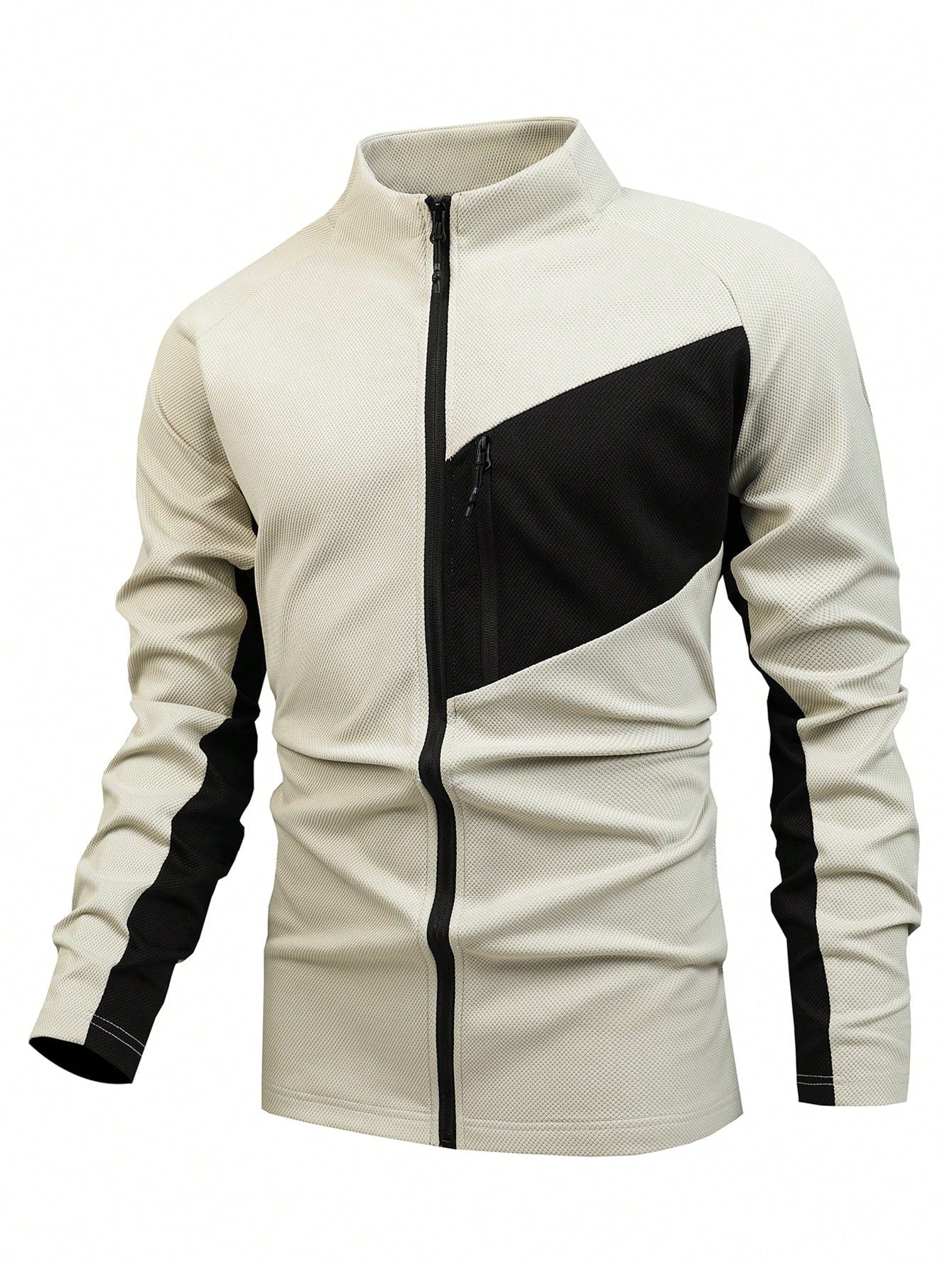 Men Colorblock Zip Up Sports Jacket Workout Tops