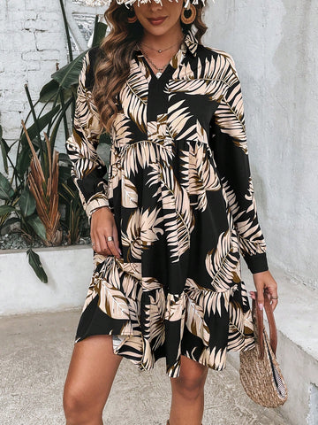 Women's Leaf Printed Dress