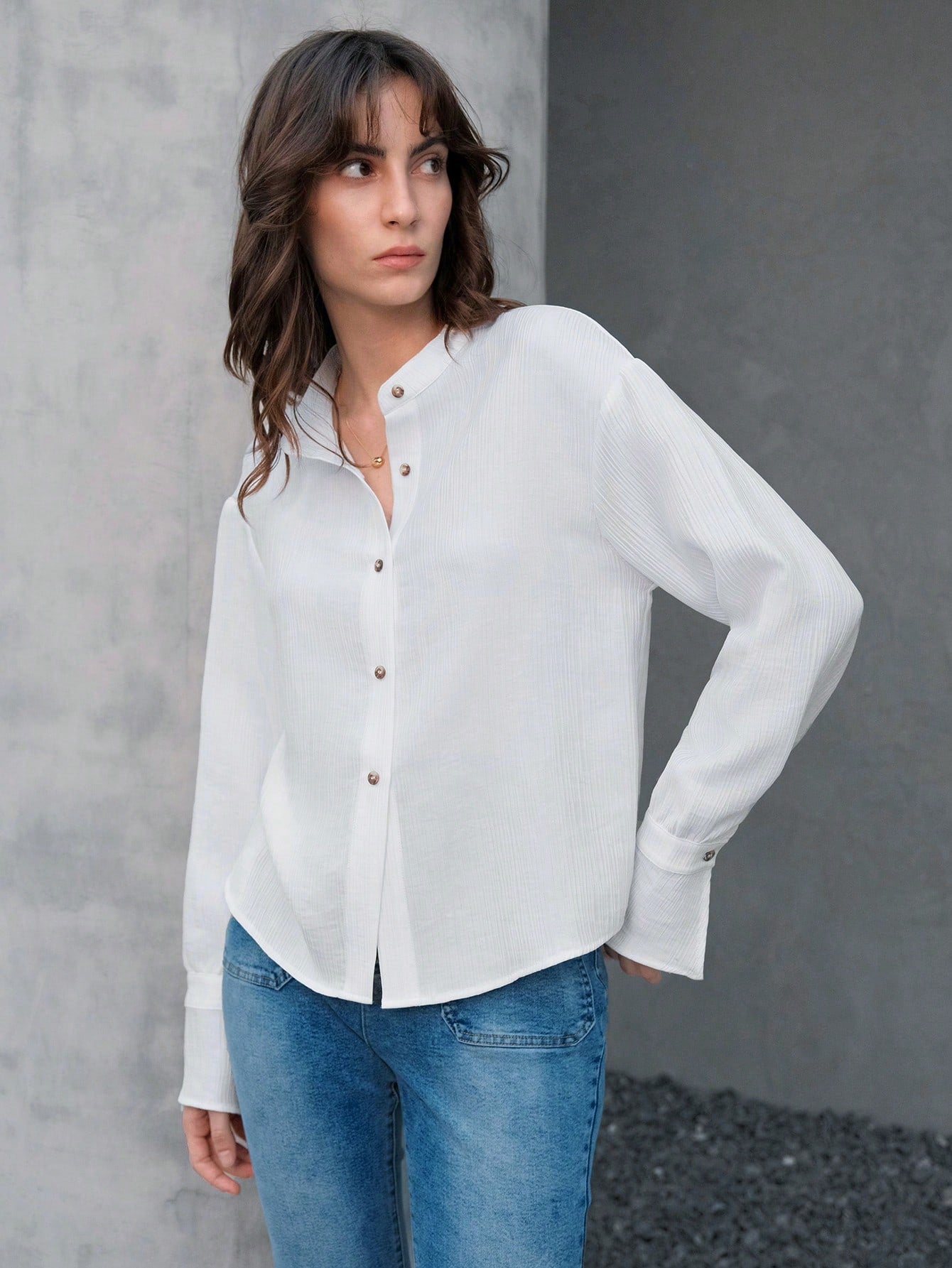 Women's Drop Shoulder Button Front Shirt