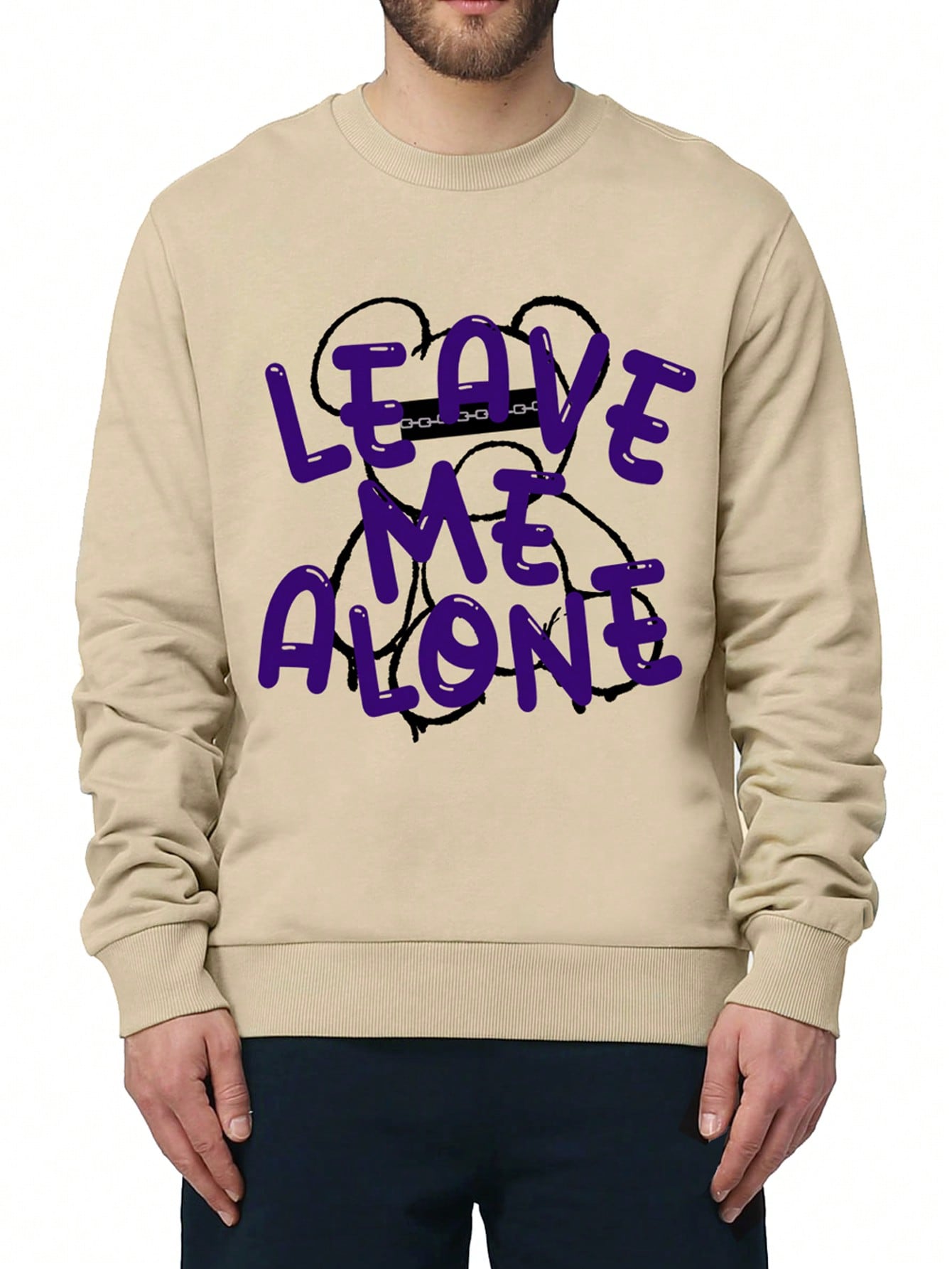 Men's Letter Printed Round Neck Sweatshirt