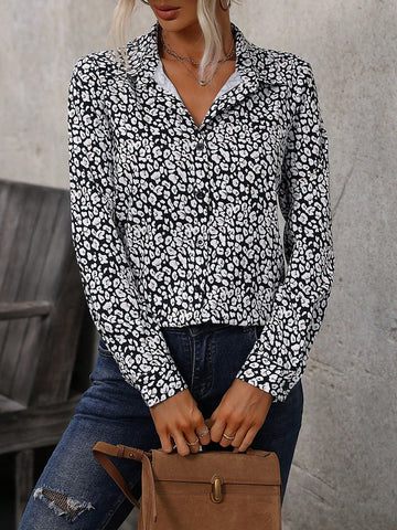 Allover Print Button Front Shirt