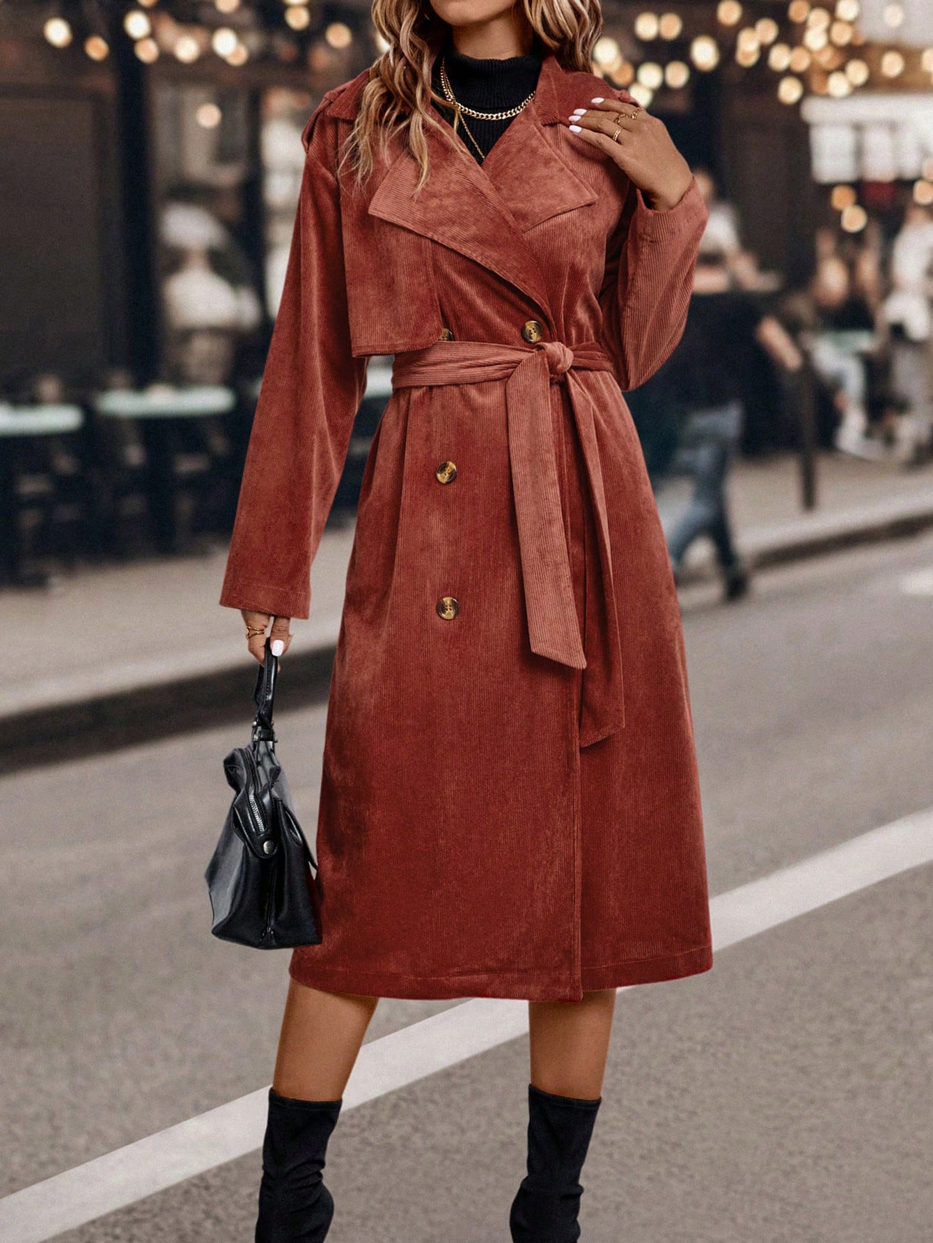 Double Breasted Belted Trench Coat