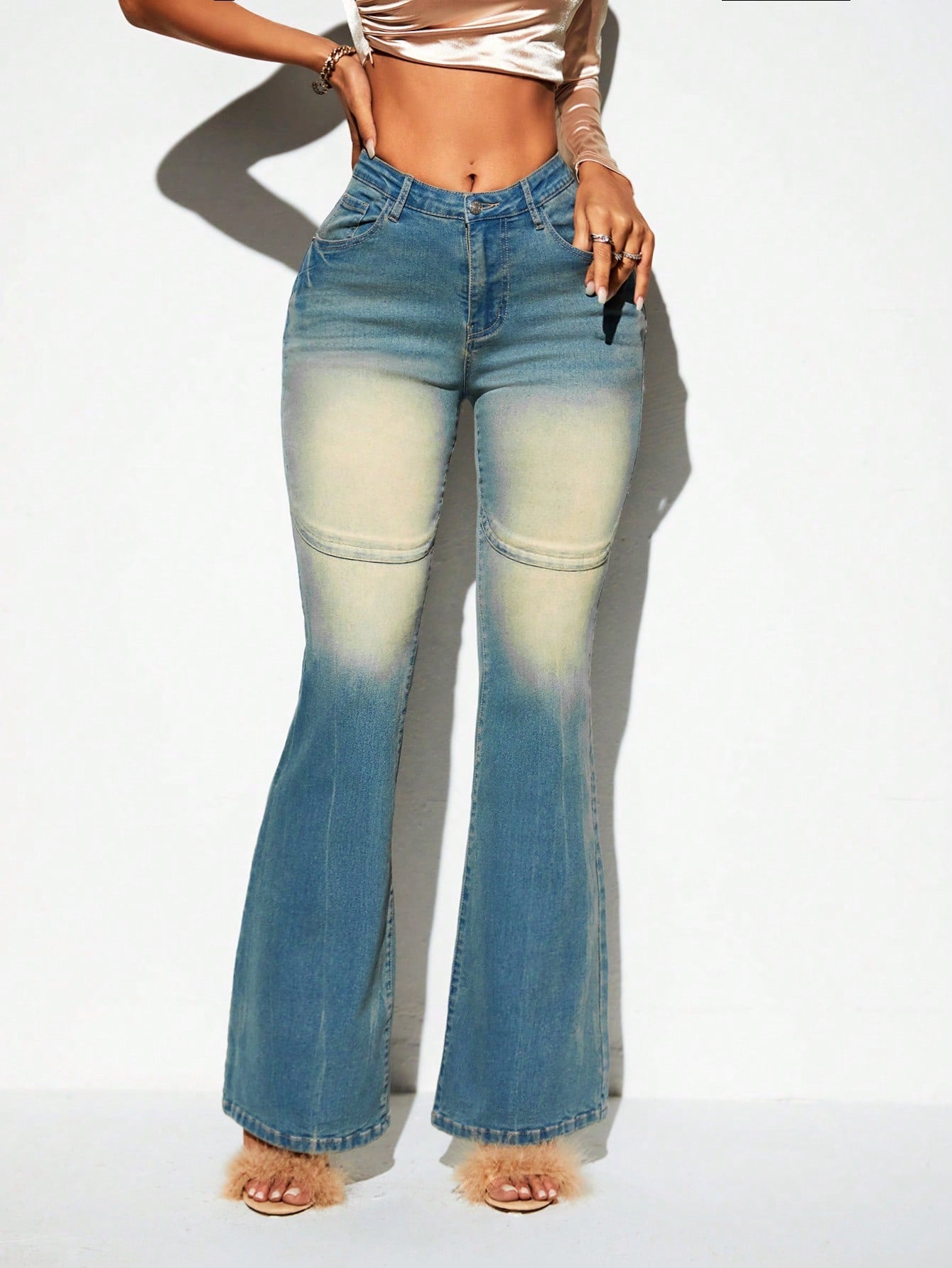 Slant Pocket Flare Leg Jeans