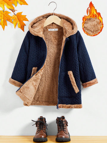 Young Boy Thermal Lined Hooded Tweed Coat