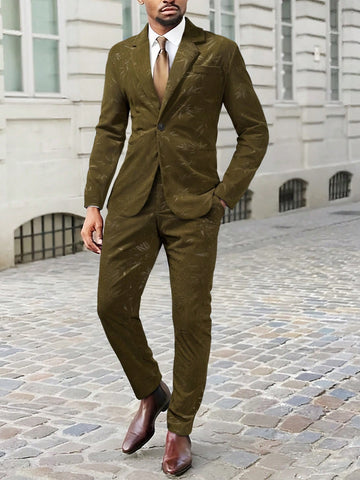 Men's Plant Print Suit Set