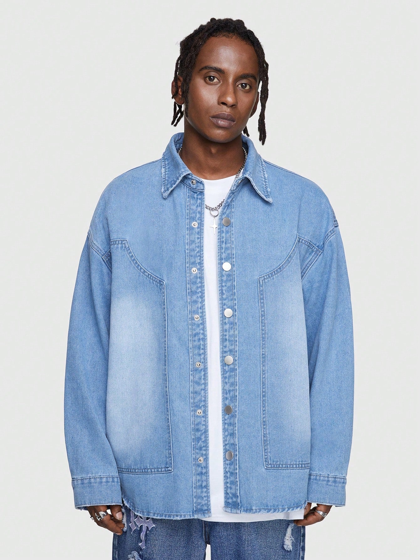 Men'S Drop Shoulder Denim Jacket