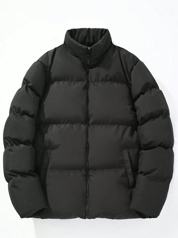 Men's Loose Fit Slant Pockets Puffer Coat