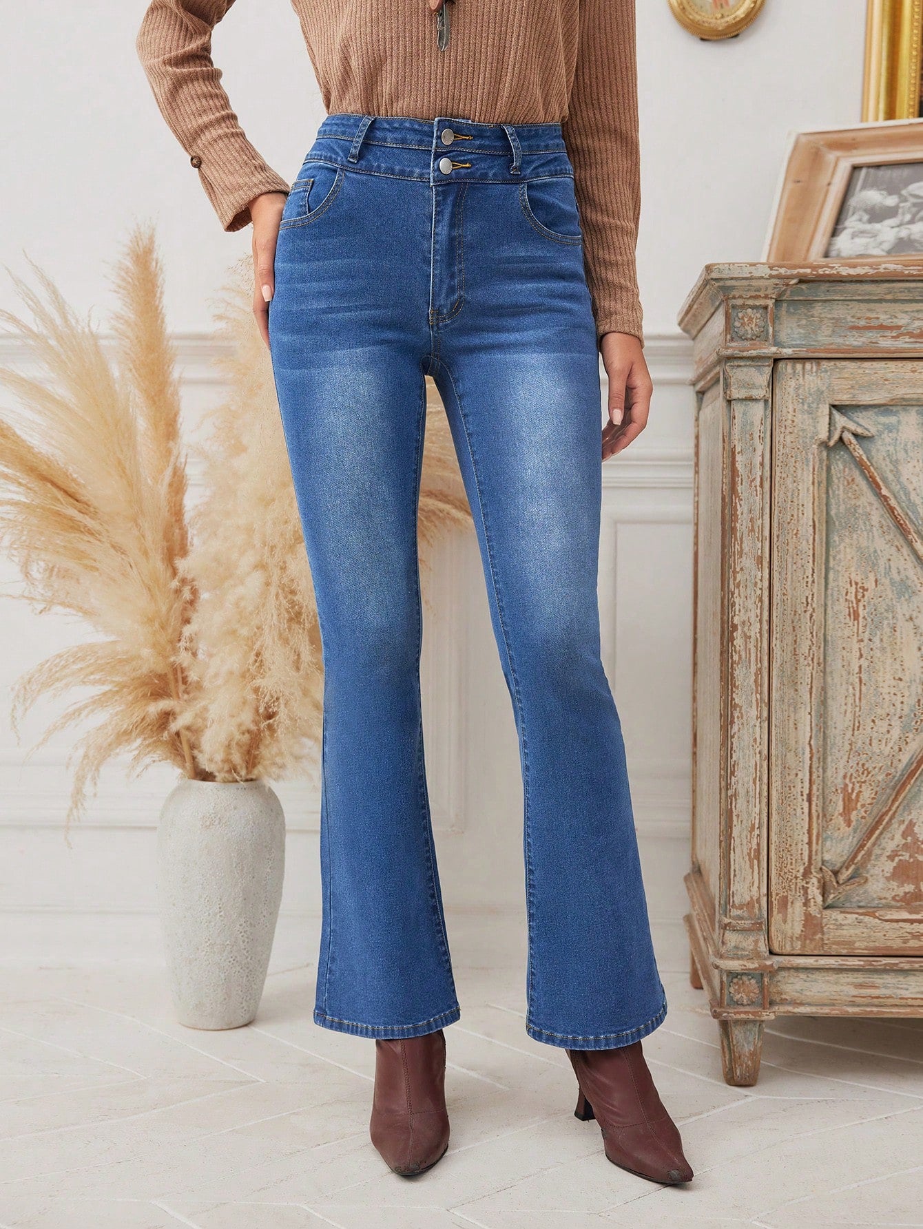 High Waist Flare Leg Jeans