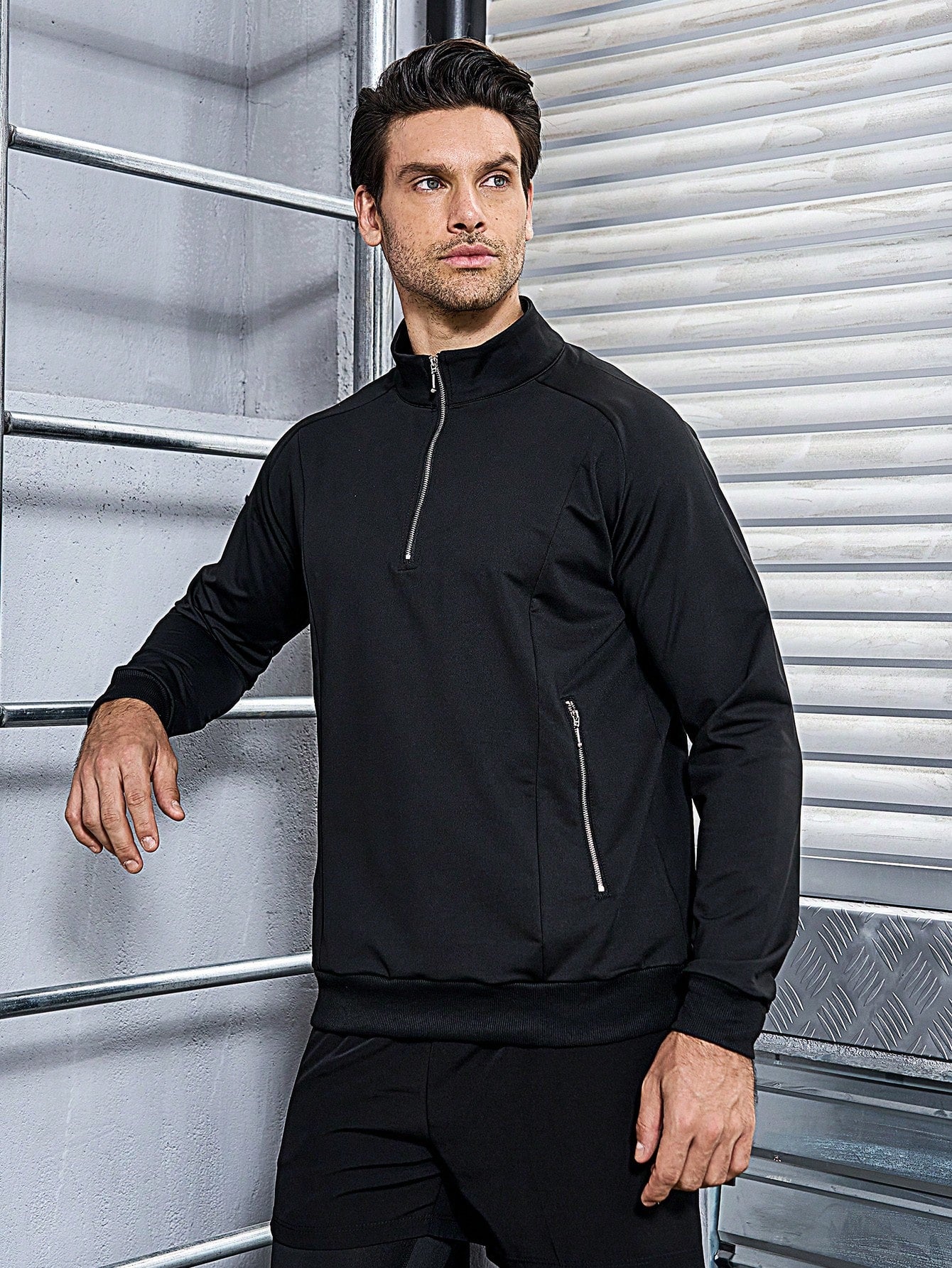 Men Half Zip Sports Jacket Workout Tops