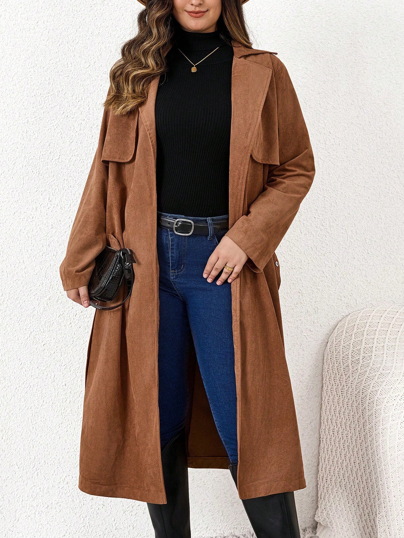 Plus Flap Pocket Belted Overcoat