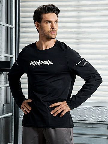 Men Letter Graphic Sports Tee Workout Tops