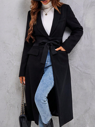 Women's Wool Coat With Waist Belt