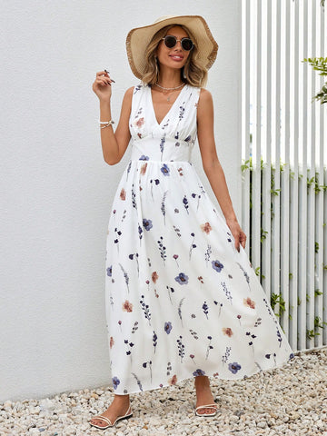 Floral Print Tie Back Dress