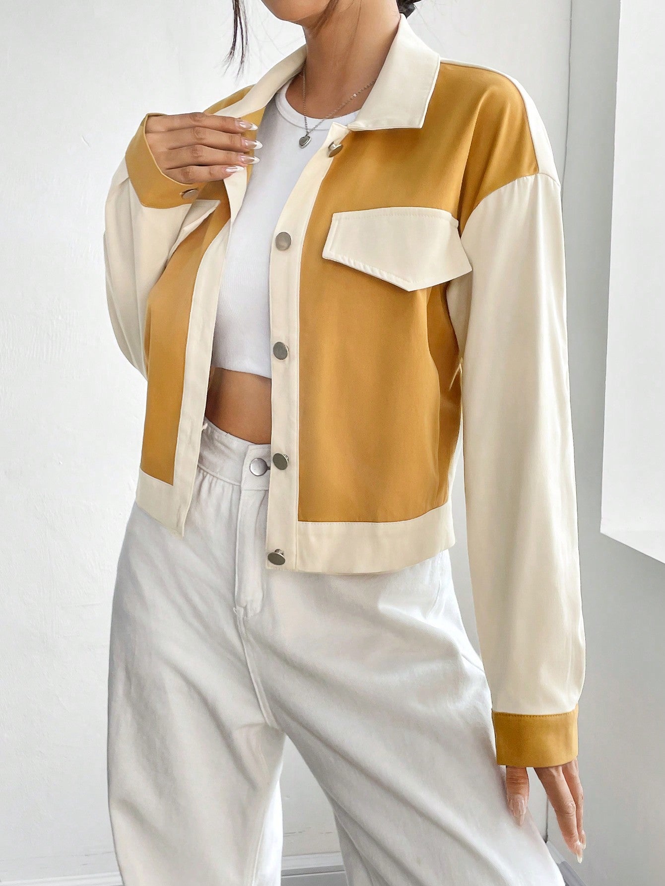 Two Tone Drop Shoulder Jacket