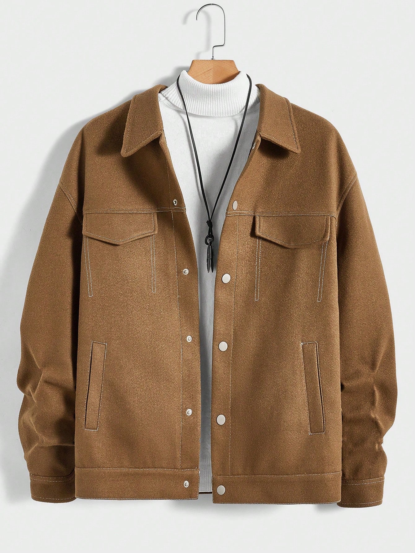 Men's Super Oversized Overcoat With Flap Detail