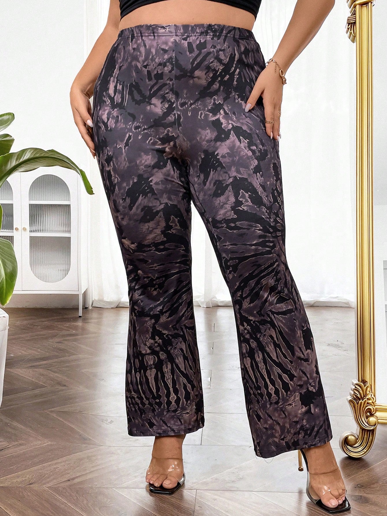 Plus Allover Print Flare Leg Pants