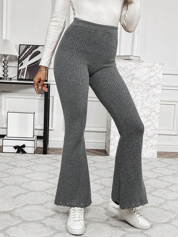 Elastic Waist Flare Leg Knit Pants