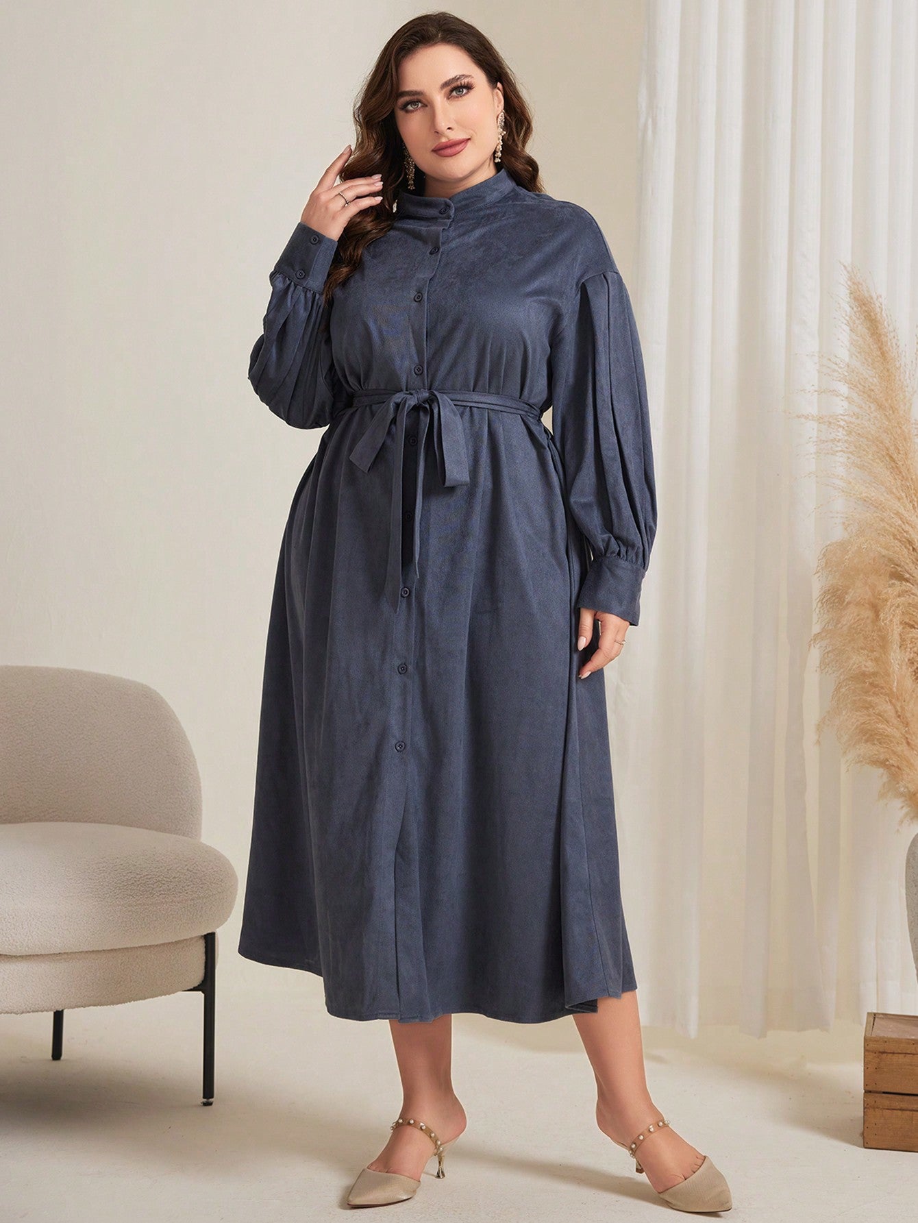 Solid Color Plus Size Arabic Clothing