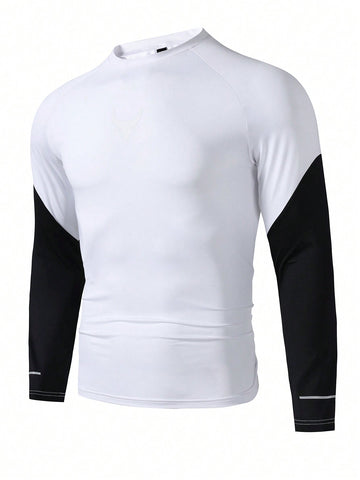 Men's Contrast Color Sports T-Shirt Workout Tops