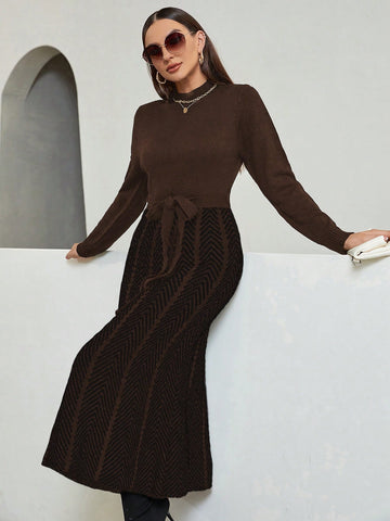 Bowknot Belt Sweater Dress