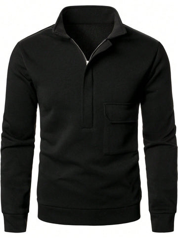 Men's Half Zipper Placket Sweatshirt