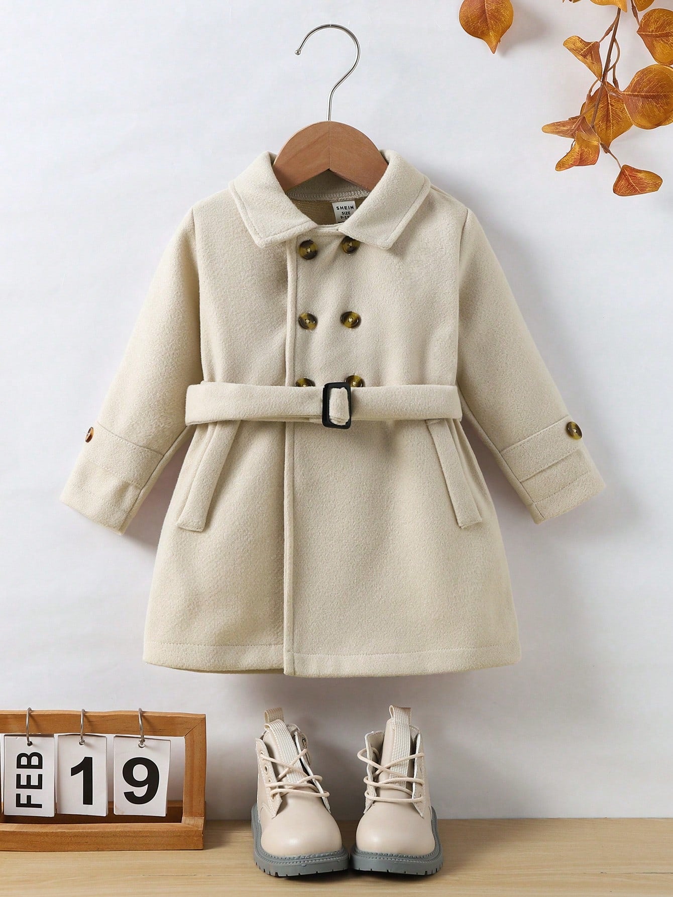 Baby Boy Double Breasted Belted Trench Coat