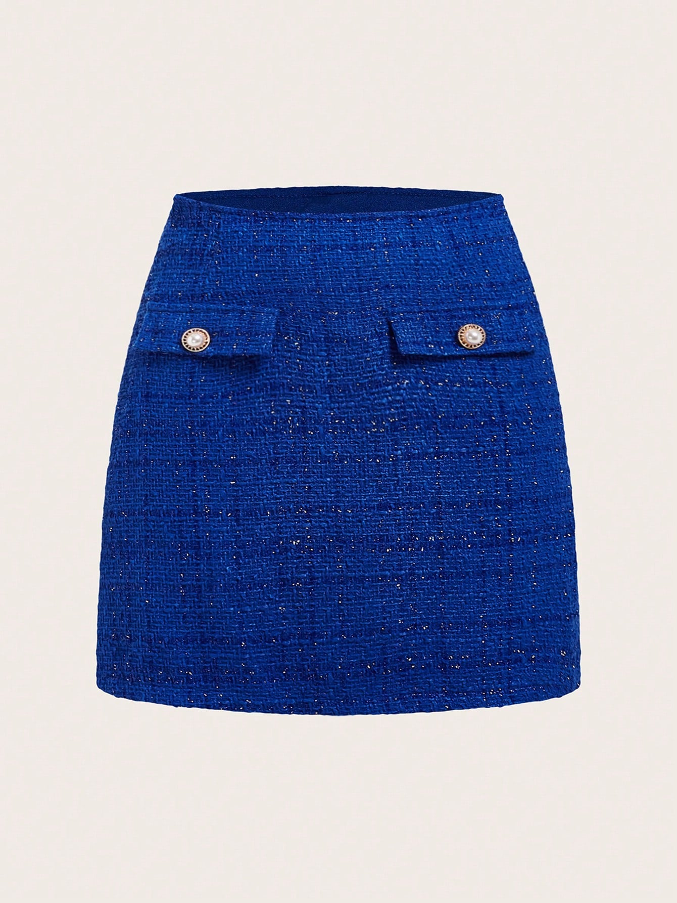 Flap Detail Tweed Skirt