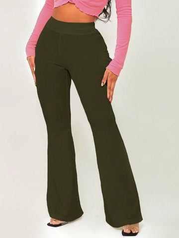 Solid Flare Leg Pants