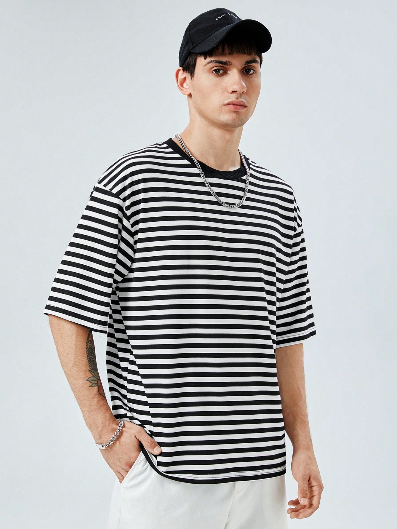 Men T-Shirts Baggy Crew Neck Drop Shoulder Short Sleeve Basic Tee Casual Simple Summer