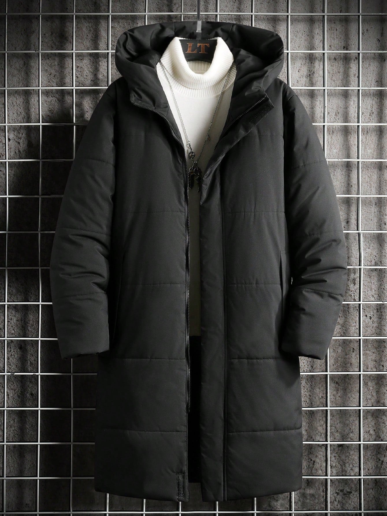 Loose-Fit Men's Hooded Solid Color Puffer Coat