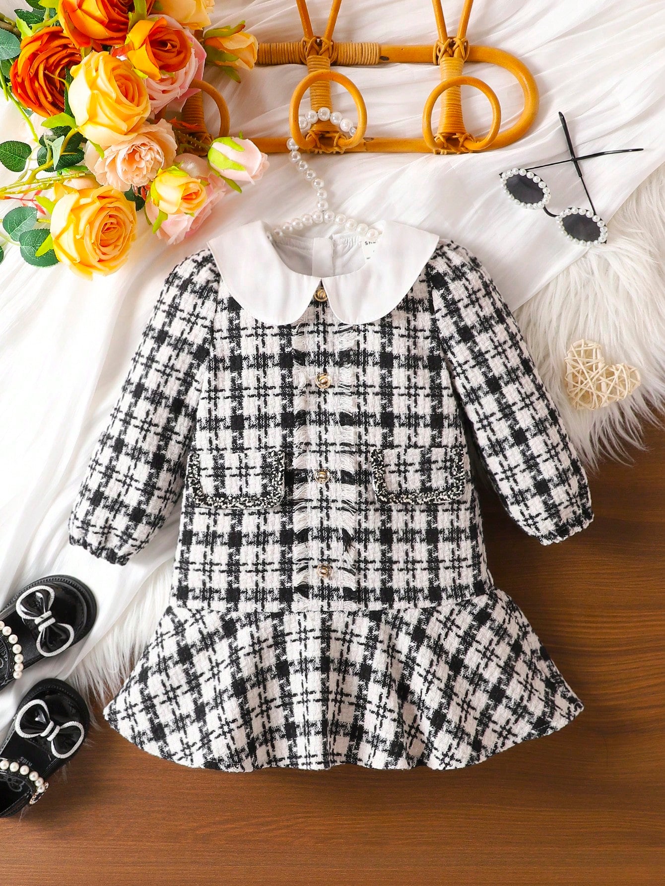 New Autumn And Winter Plaid Infant Dress