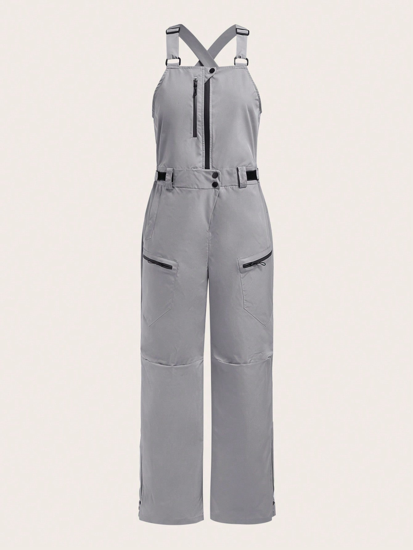 Zip Front Overall Jumpsuit