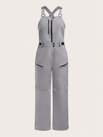 Zip Front Overall Jumpsuit