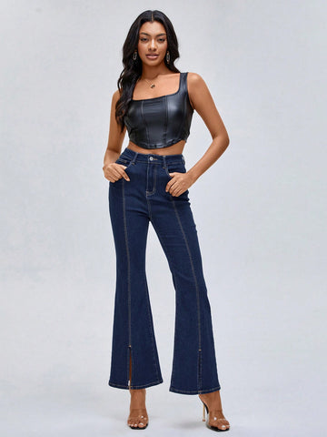 Split Hem Flare Leg Jeans