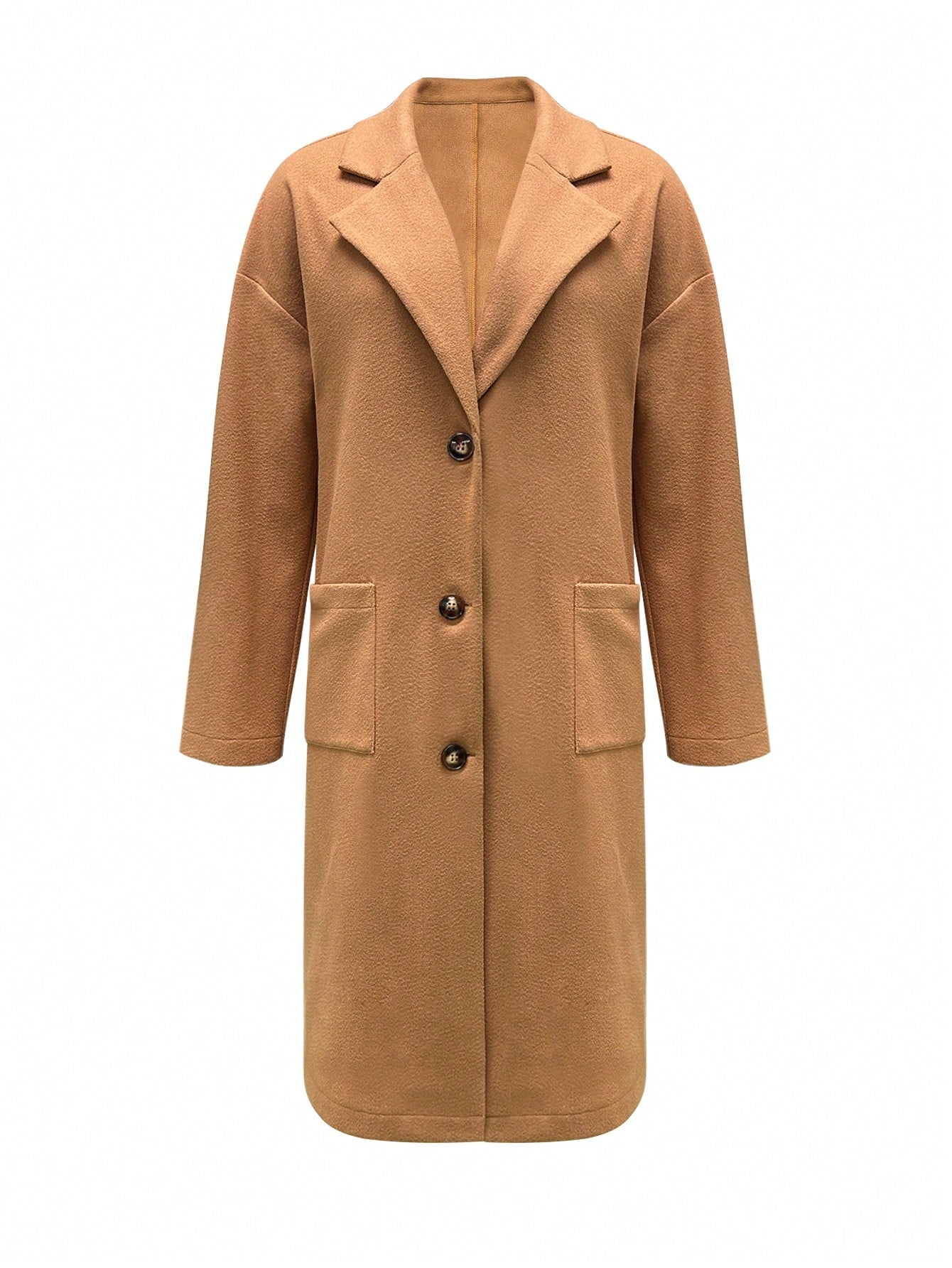 Lapel Neck Drop Shoulder Overcoat