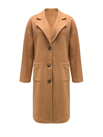 Lapel Neck Drop Shoulder Overcoat