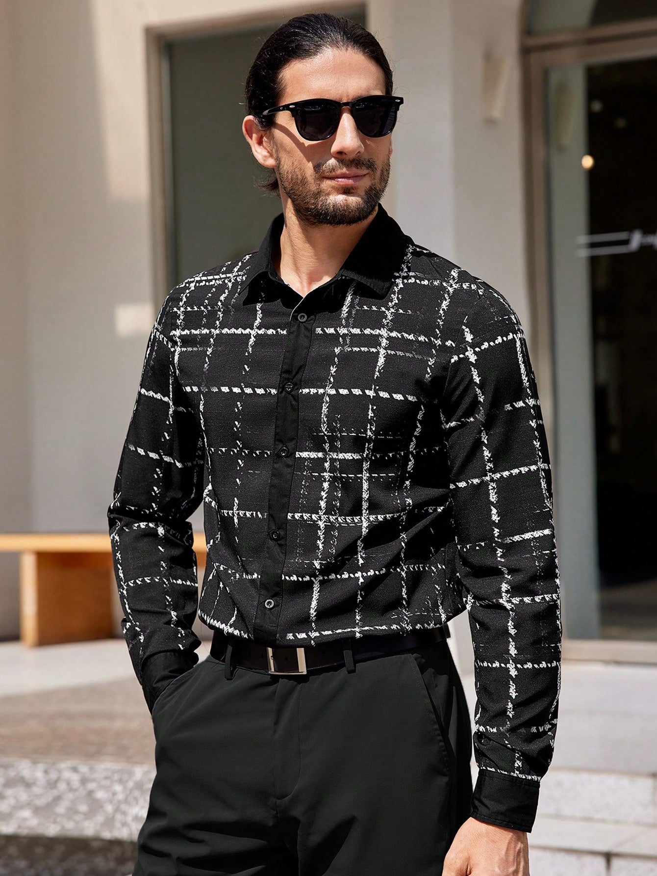 Knitted Casual Plaid Shirt For Men