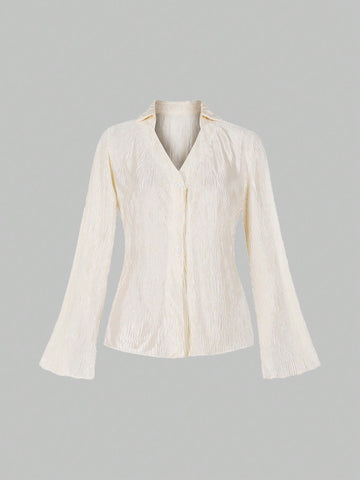 Women's Flared Sleeve Textured Shirt